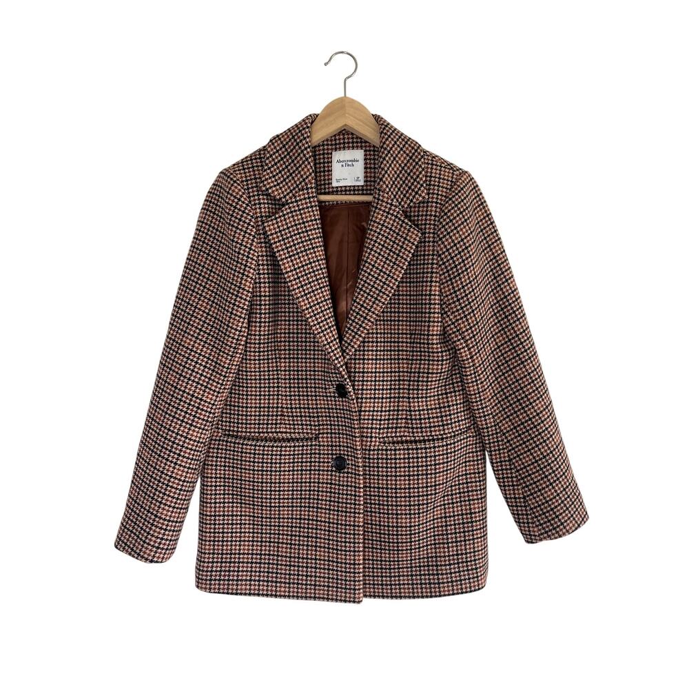 A&F Abercrombie & Fitch Plaid Houndstooth Blazer Jacket - Picture 2 of 16